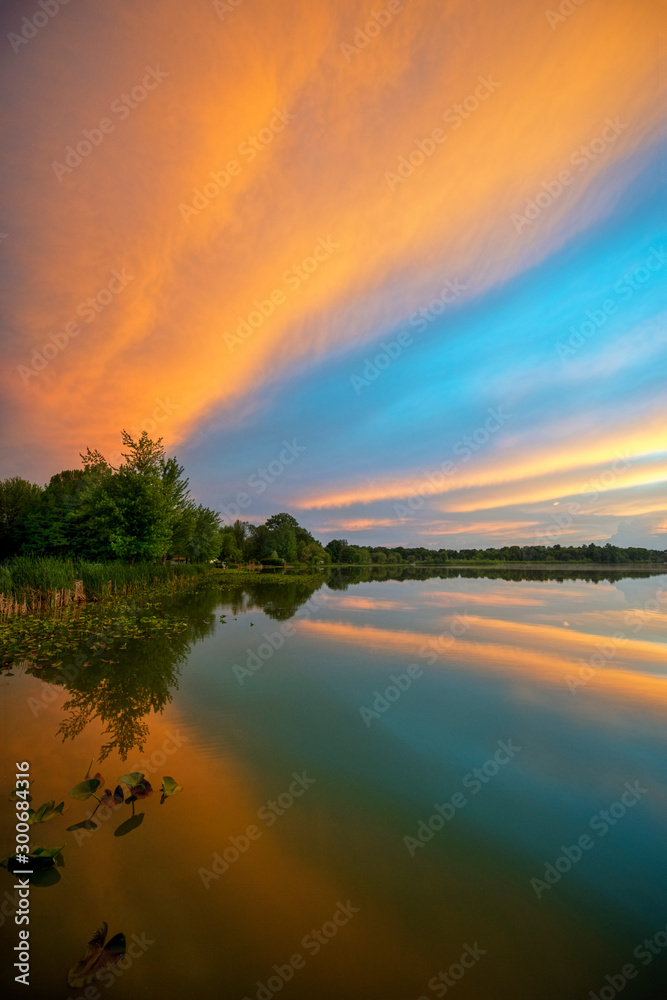 Vertical Image of Clouds with Color at Sunset