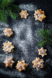  Christmas background with homemade cookies and spruce