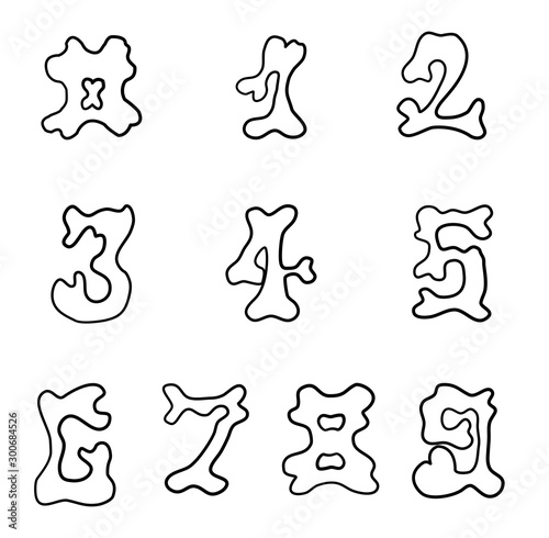 Font number catoon bone kawaii Illustration vector
