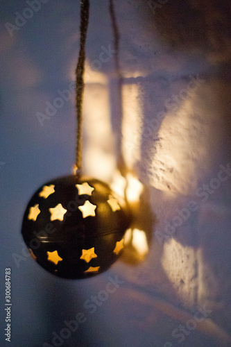 vintage lantern with stars lights
