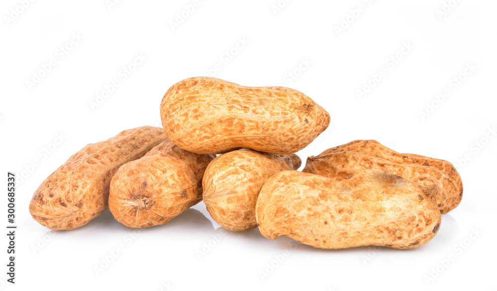 Peanuts on white background