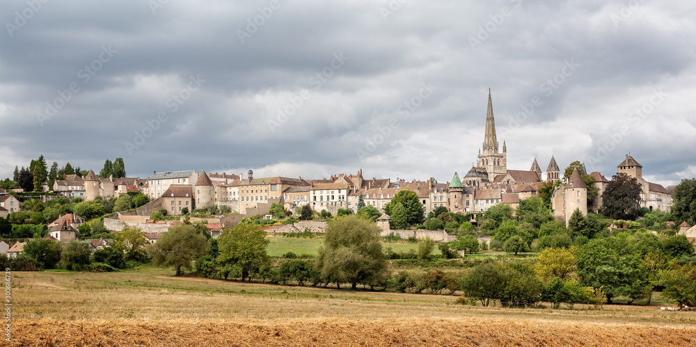 Panoramic view of city of Autun , Burgundy, France