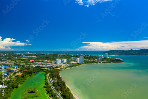 Aerial view of beach side around Kota KInabalu City, Sabah, Malaysia - Travel Concept