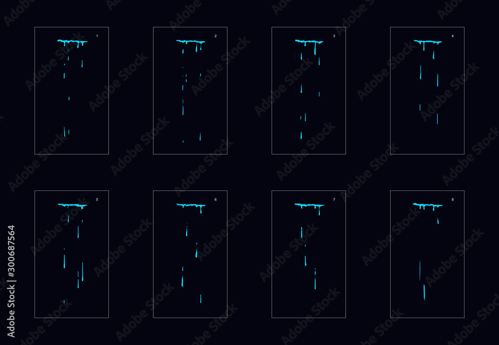 Sprite sheet of water drops animation. falling water drops classic