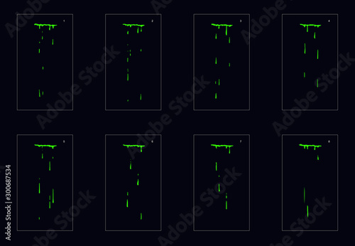 Sprite sheet of toxic drops animation. falling toxic drops classic animation. drop toxic falling animation frames for animation, motion or something else.