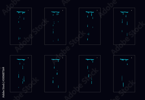 Sprite sheet of water drops animation. falling water drops classic animation. drop water falling animation frames for animation, motion or something else.