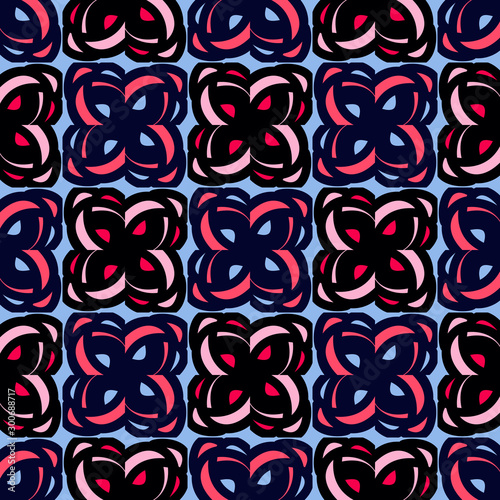 Bright pattern with floral geometric elements.