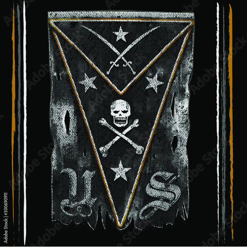pirate flag illustration graphic print design
