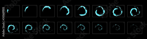 water ring loop effect sprite sheet or animation frames. frame by frame classic animation for cartoon, mobile games, motion graphic or animation.