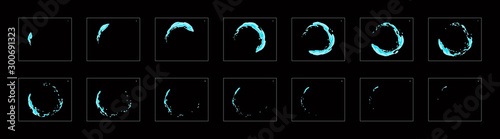 Water circle animation effect. frame by frame classic animation for game development, mobile games or motion graphic.