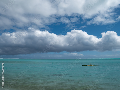 Blue lagoon and Otemanu mountain at Bora Bora island, Tahiti, French Polynesia. © bomboman