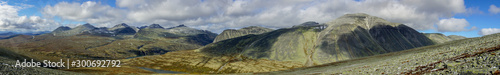 Panoramic view over Rondane national park in Norway.
