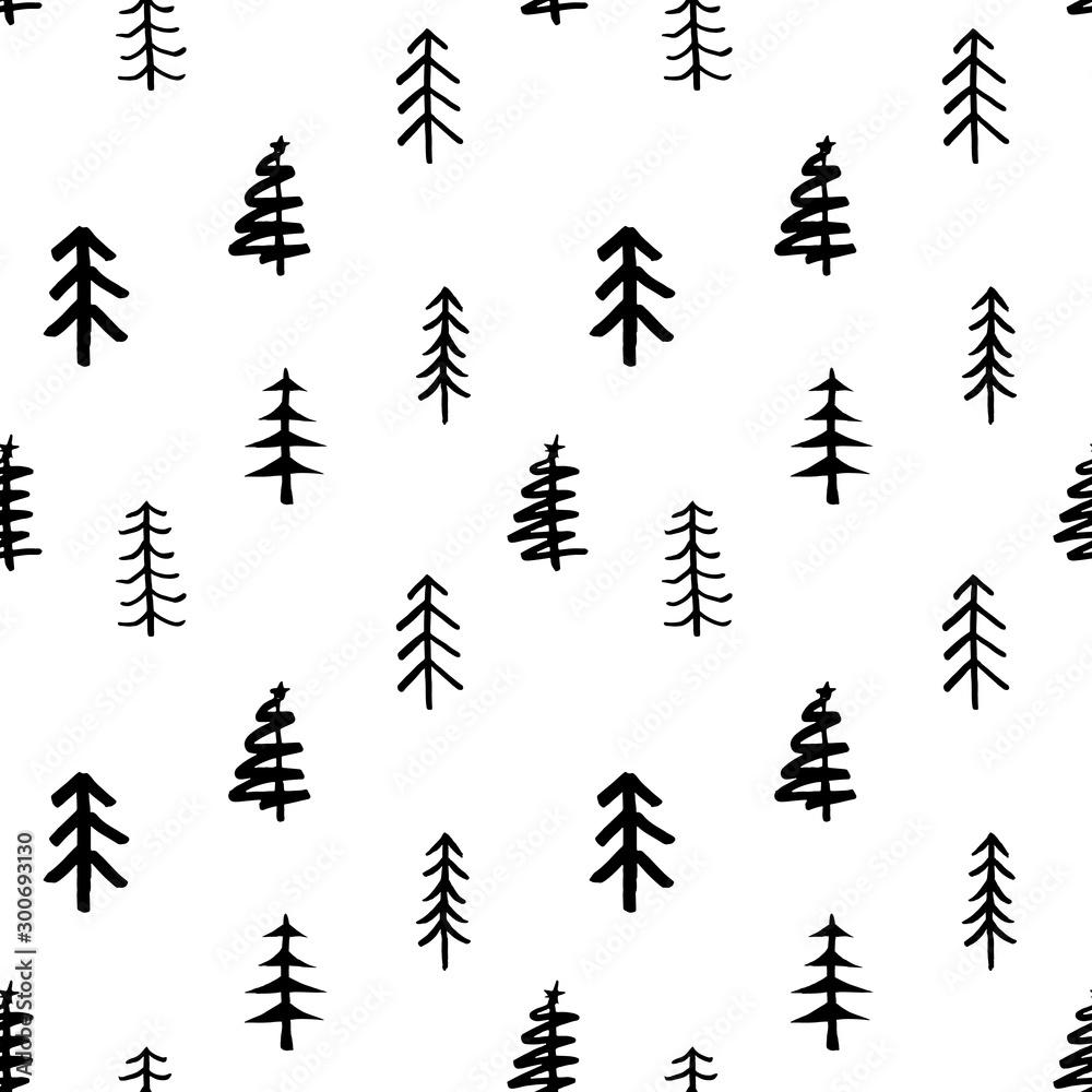 Pine tree seamless pattern. New Year and Christmas background, vector Illustration Pine tree seamless pattern. New Year and Christmas background, vector Illustration