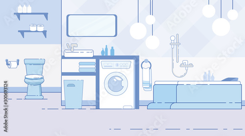 Bathroom with Toilet Modern Inferior Flat Vector
