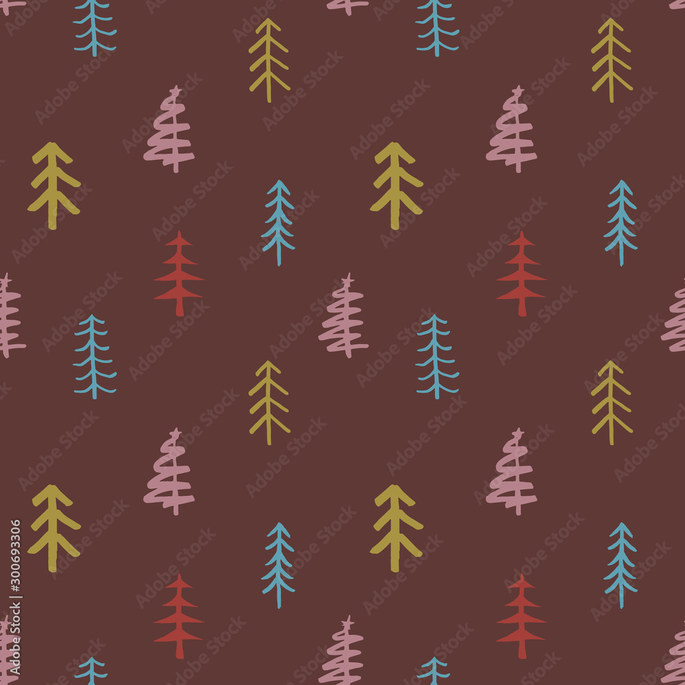 Pine tree seamless pattern. New Year and Christmas background, vector Illustration Pine tree seamless pattern. New Year and Christmas background, vector Illustration