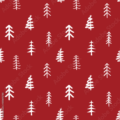 Pine tree seamless pattern. New Year and Christmas background, vector Illustration