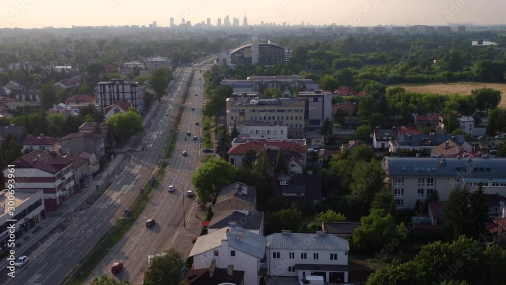 The drone flies above Sadyba - Warsaw district. The drone flies above Sadyba - Warsaw district.