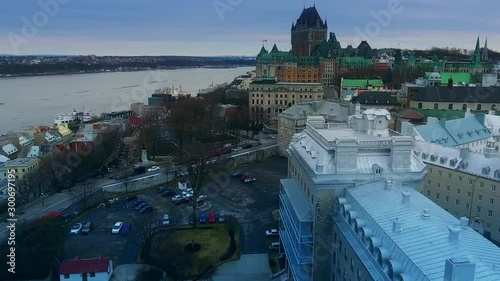 Quebec/Canada  aerial video from Quebec City taken by drone camera 