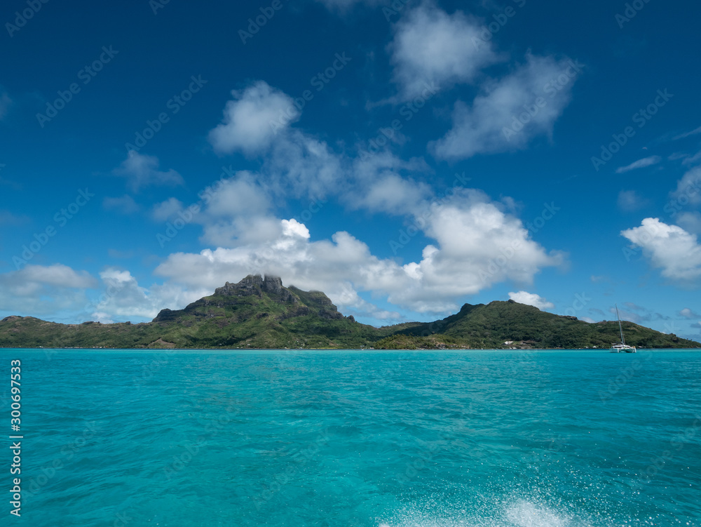Blue lagoon and Otemanu mountain at Bora Bora island, Tahiti, French Polynesia. Blue lagoon and Otemanu mountain at Bora Bora island, Tahiti, French Polynesia.