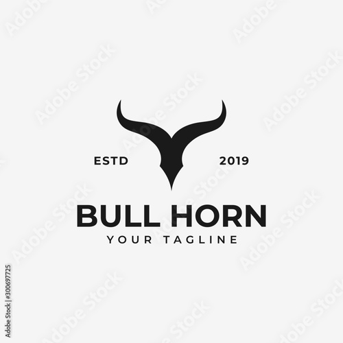 Abstract Bull Horn, Buffalo Head, Taurus, Bison Logo Design