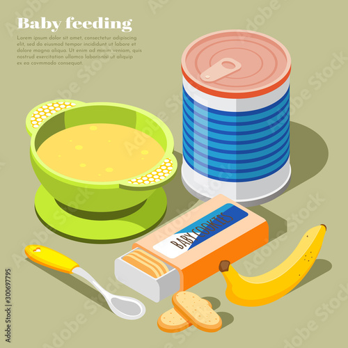 Baby Feeding Isometric  Background