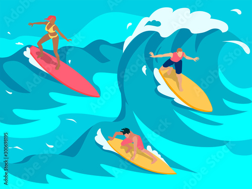 Surfing Isometric Composition 