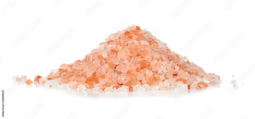 Pink Himalayan salt isolated on white background. Pink Himalayan salt isolated on white background.