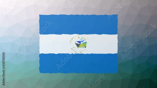 Nicaragua Flag ISO:NI appearing interesting tessellated looping pulsing polygons photo