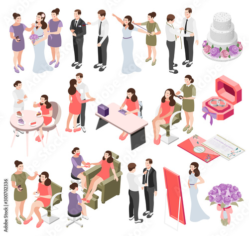 Wedding Planning Isometric Icons