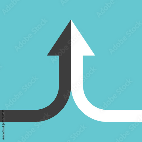 Black, white merged arrow