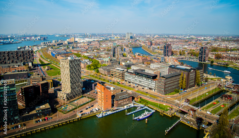 Rotterdam aerial view of the city