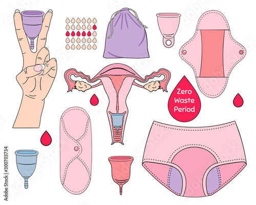 Zero waste menstruation set, feminine hygiene and women health