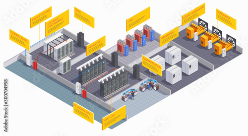 Data Center Isometric Composition