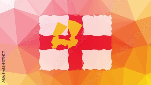 Guernsey Flag ISO:GG appearing techno tessellation looping pulsing polygons photo