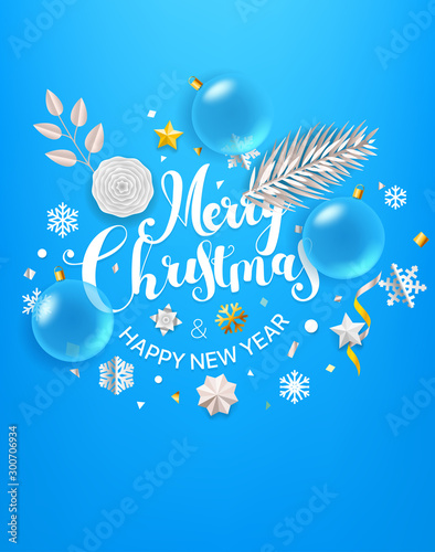 Merry Christmas and Happy New year greeting card