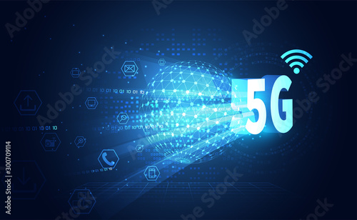 5G wireless internet technology Concept background wifi communication connection and icon business with global network high speed innovation connection vector illustration.