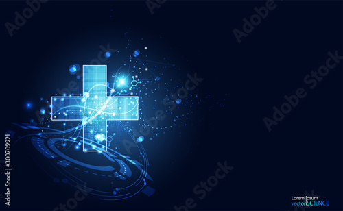 Blue abstract image with modern futuristic science background That is blue and light flare, positive health concept For medical background images. Vector illustration.