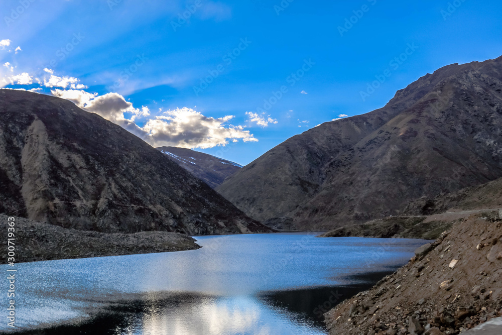Naklejka premium Beautiful view of lulusar lake and mountainous in Naran Valley, Mansehra District, Khyber-Pakhtunkhwa, Northern Areas of Pakistan