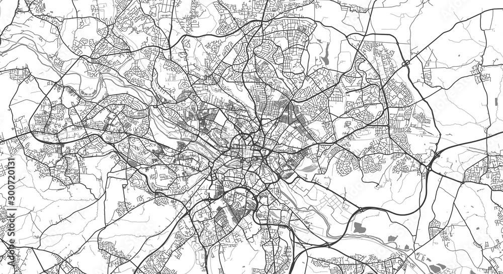 Fototapeta premium Detailed map of Leeds, UK