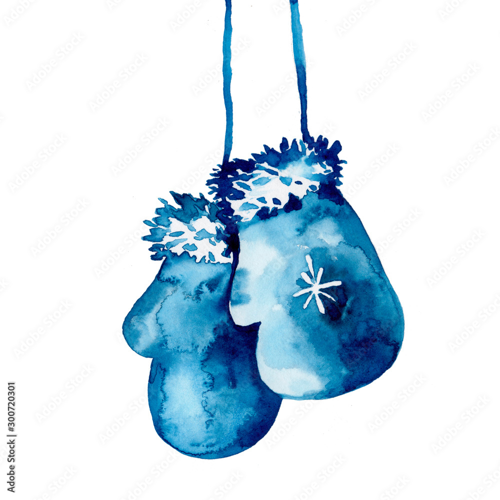 Winter Accessories Watercolor Set Stock Illustration - Illustration of  mittens, holiday: 234949425