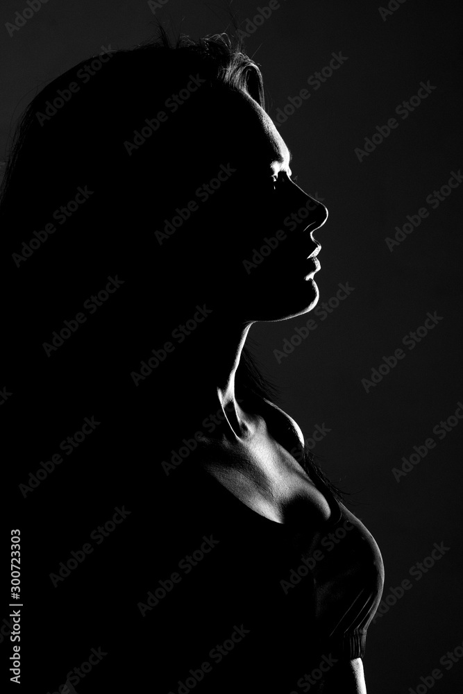  silhouette of a girl black and white photo