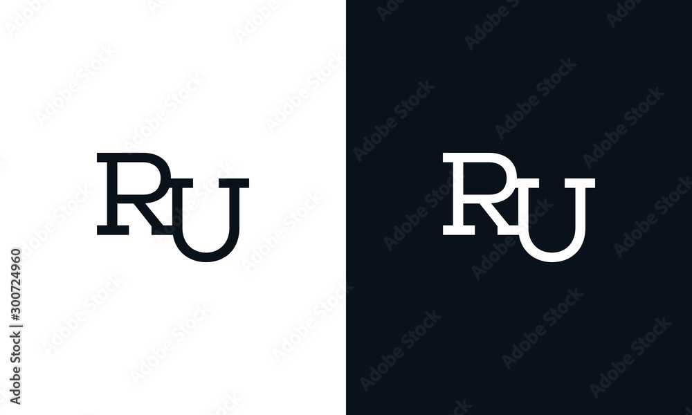 Minimalist line art letter RU logo. This logo icon incorporate with two ...