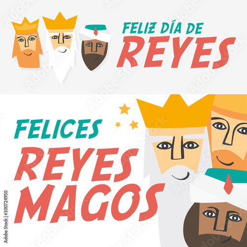 2 different banners. Happy epiphany written in spanish. Christmas vectors