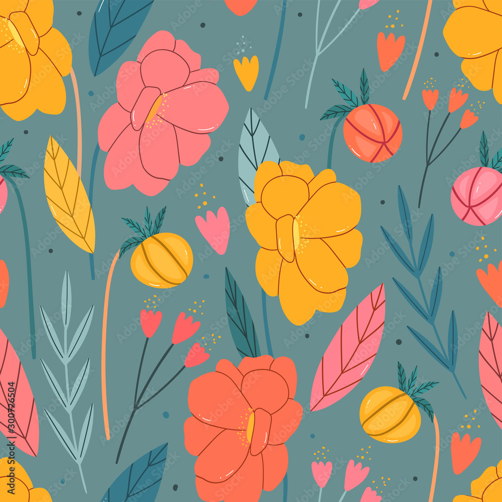 Modern floral seamless pattern for print, textile, fabric. Tender girly cute background. Modern floral seamless pattern for print, textile, fabric. Tender girly cute background.