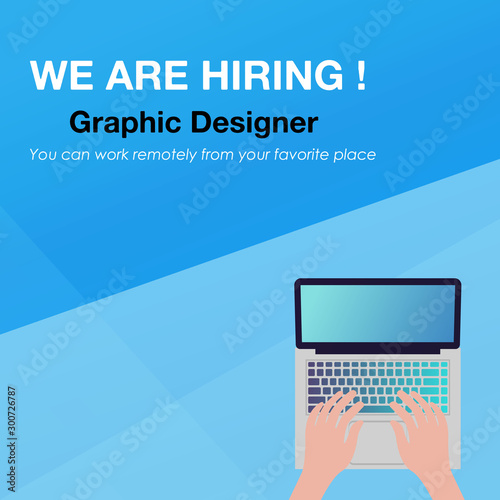 We are hiring graphic designer. vector banner illustration.
