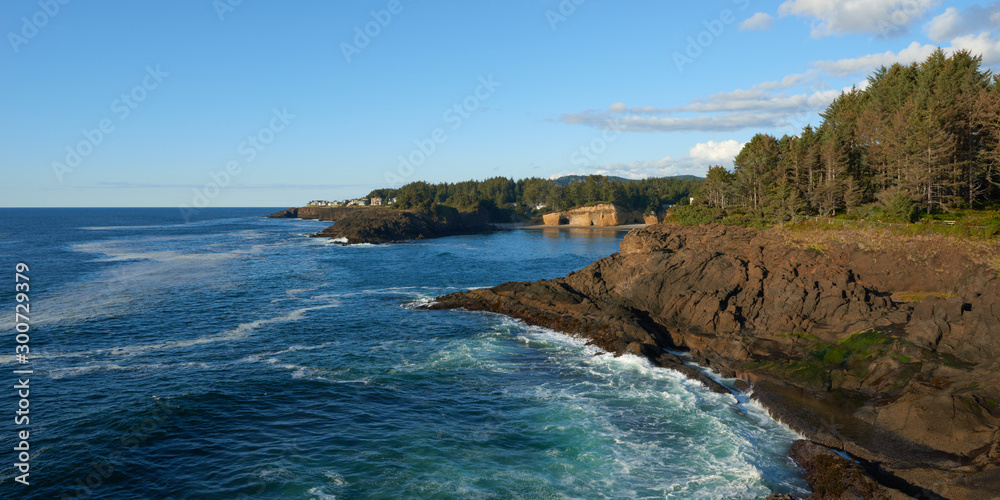 Panoramic view of the Whale Cove Habitat Refuge on the Oregon coast. Panoramic view of the Whale Cove Habitat Refuge on the Oregon coast.