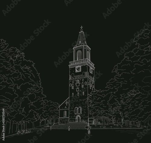 cketch of the cathedral in turku