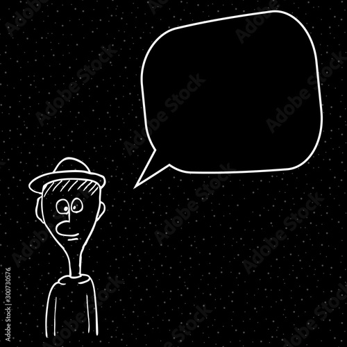 Cartoon man talking. Man with bulb