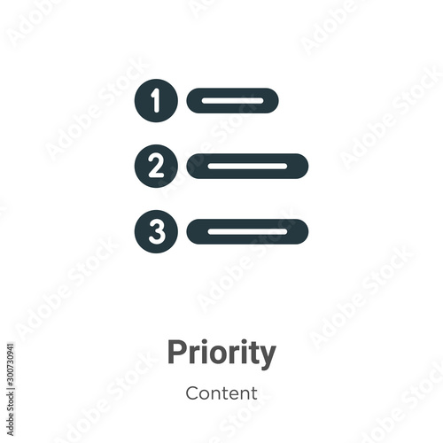 Priority vector icon on white background. Flat vector priority icon symbol sign from modern content collection for mobile concept and web apps design.