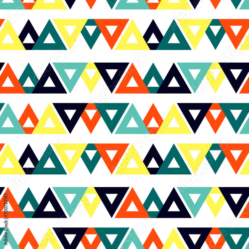 Abstract seamless pattern with graphyc elements - triangles. Avant-garde collage style. Geometric wallpaper for business brochure, cover design.